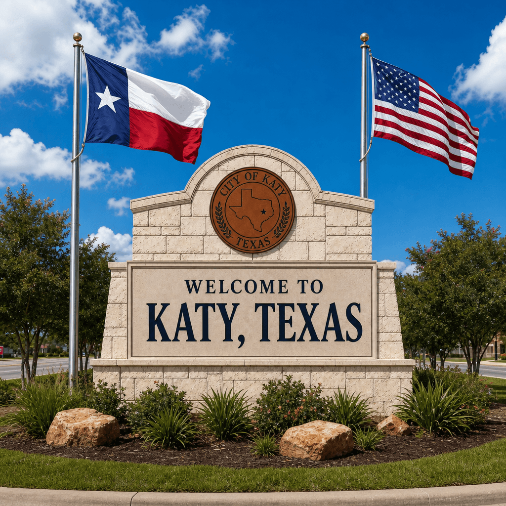 Welcome to Katy, Texas monument sign